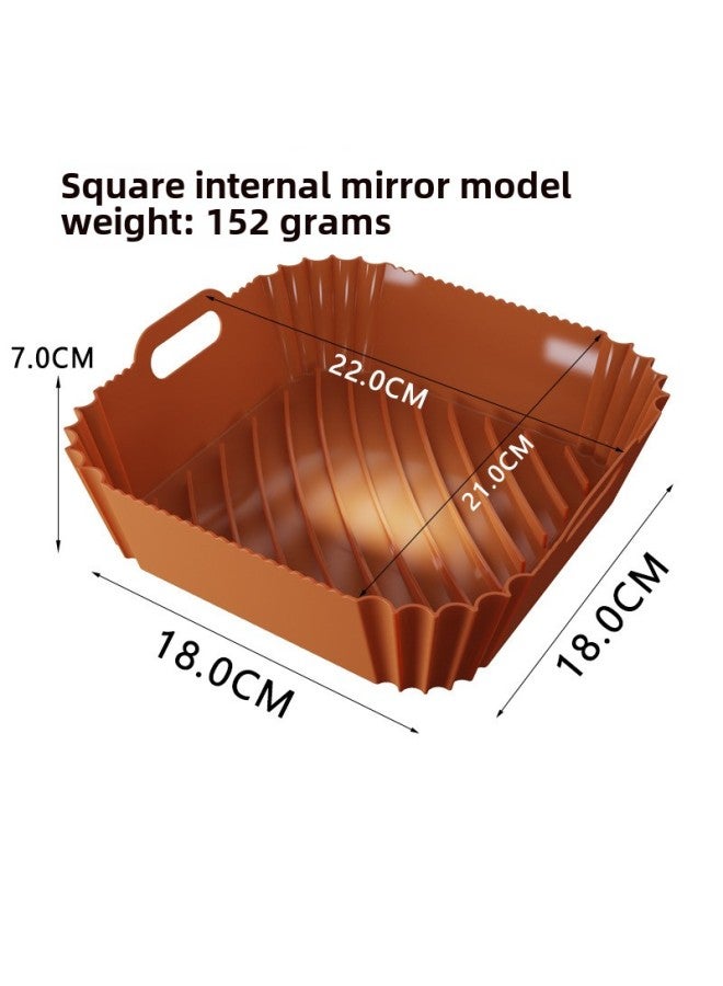 Square Air Fryer Silicone Pot Baking Tray Air Fryer Silicone Mat Daily Kitchen Baking Utensils Square Coated Tray-Specifications:Square Mirror (Brown) - Image 1