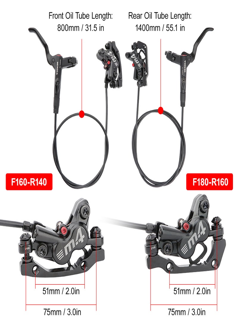 MEROCA MTB Hydraulic Disc Brake Rear Caliper with Hydraulic 4 Pistons and Two-way Brake System 22.2mm Mountain Bike Cycling Left Brake Lever Kit - Image 5