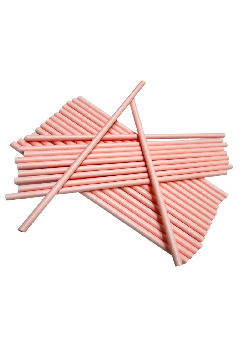 Party Time 25 Pieces Disposable Drinking Paper Straws 6mm Pink Color Party Tableware Supply - Image 1