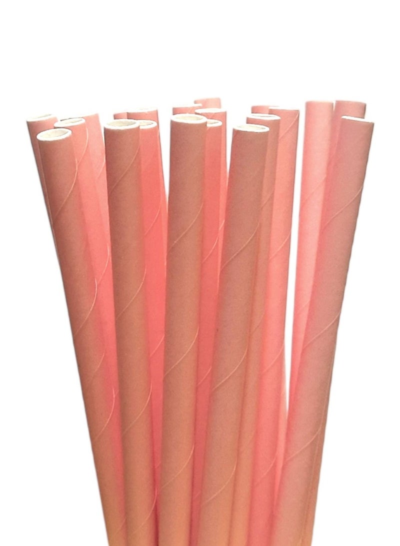 Party Time 25 Pieces Disposable Drinking Paper Straws 6mm Pink Color Party Tableware Supply - Image 2