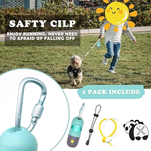 YUCHIYA Dog Poop Waste Bags Holder with LED Flashlight|Cute Doggie Poo Bags Dispenser for Pet Leash|Trash Waste Bags Carrier with Potty Bags Clip Fastener LR44 Button Cells Included(2 Pack) (Crystal Blue) - Image 5