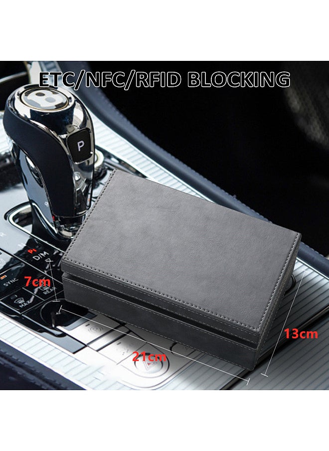 Generic - Faraday Box, Leather RFID Signal Blocking Shield Box, Signal Blocker, Anti-Theft Signal Blocking Cage for Car Key Fob Phone (Light Grey) - Image 1