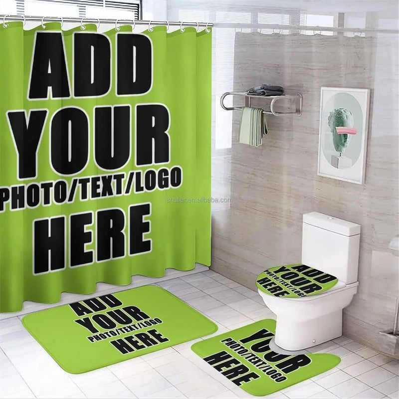 Y&D 4 Piece Printing Girl Fashion Red Beauty Luxury Designer Game Set Shower Curtain Rugs Complete Bathroom Set - Image 2