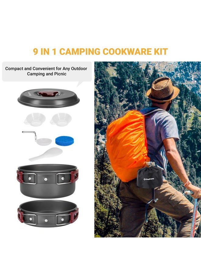 KingCamp 7/9/18Pcs Camping Cookware Mess Kit Camping Cooking Set Non-Stick Hard-Anodized Aluminum Camping Gear Camping Pots and Pans Set with Tableware for Outdoor Backpacking Hiking Picnic Backyard - Image 5