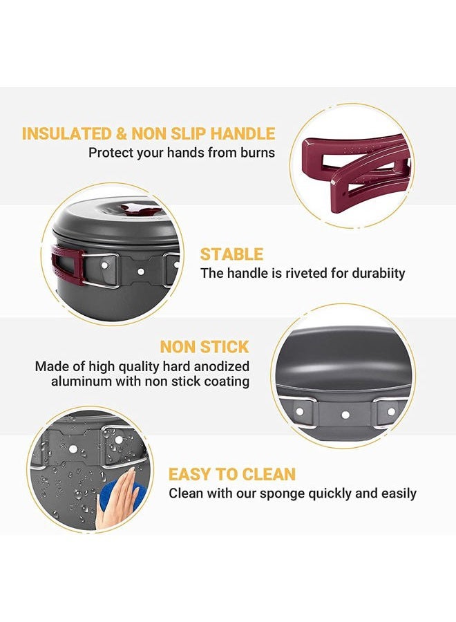 KingCamp 7/9/18Pcs Camping Cookware Mess Kit Camping Cooking Set Non-Stick Hard-Anodized Aluminum Camping Gear Camping Pots and Pans Set with Tableware for Outdoor Backpacking Hiking Picnic Backyard - Image 4
