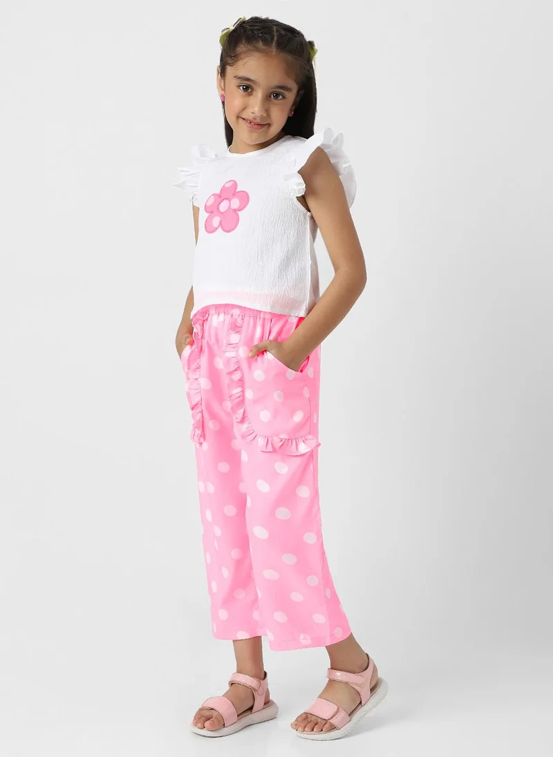 Nautinati Nautinati Girls' Polka Print Combo Set of Top and Bottoms