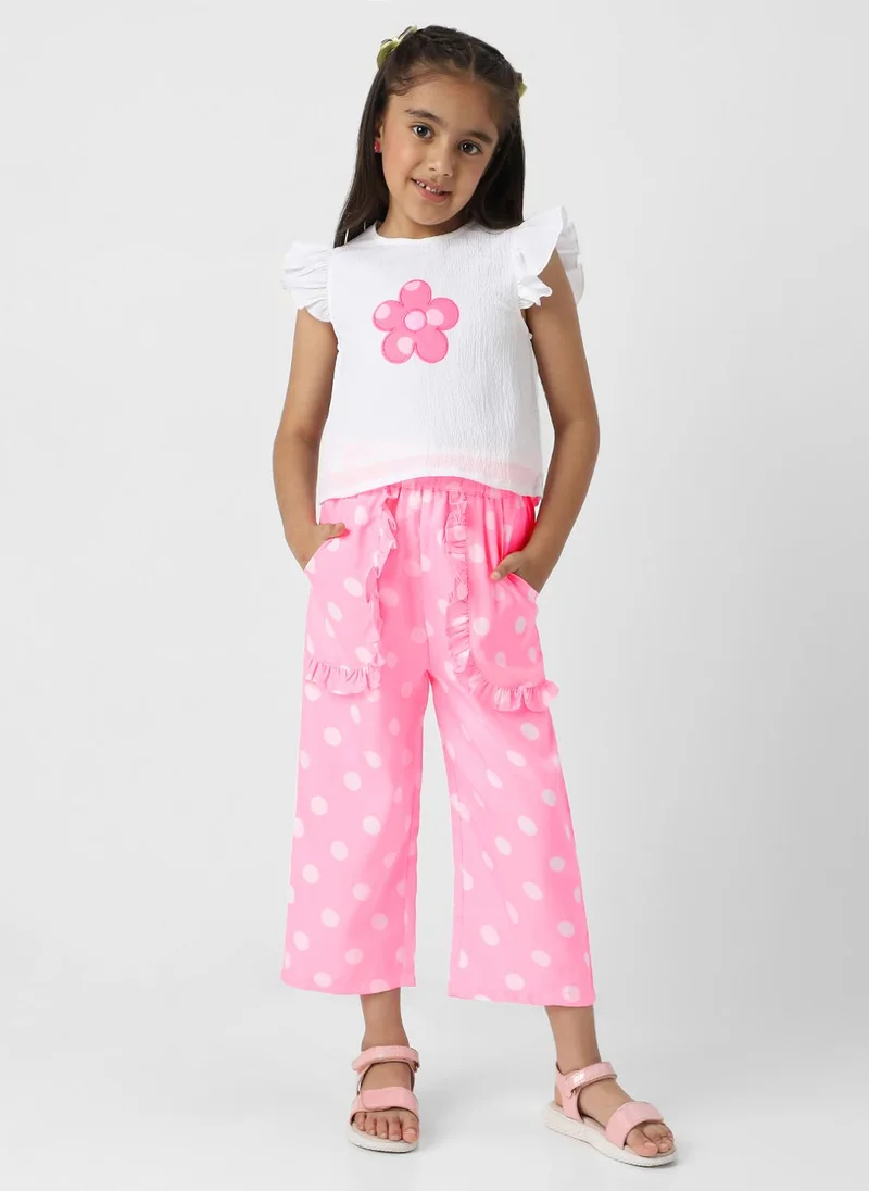 Nautinati Nautinati Girls' Polka Print Combo Set of Top and Bottoms