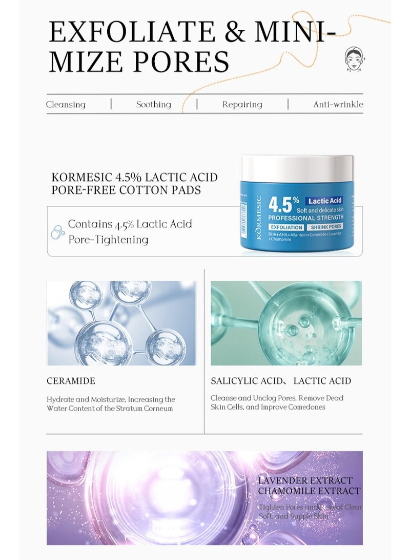 Kormesic 4.5% Lactic Acid Zero Pore Pads 110g/50pcs - Image 3