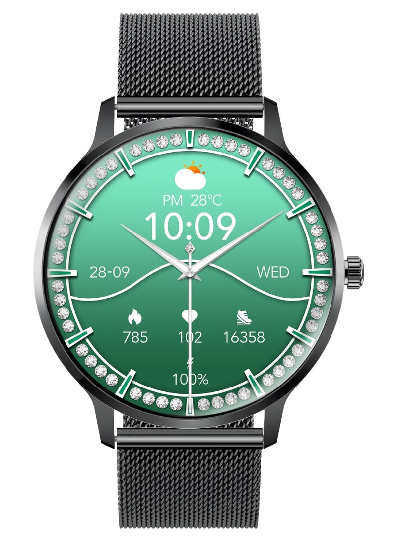 PROMATE Smartwatch with Round 1.32"AMOLED Display, 3D Spherical Curved Glass, 100+Sports Modes, Heart Rate Sensor, Blood Pressure, Oxygen Monitor, Bluetooth Calling, IP68 Water Resistance, black - Image 1