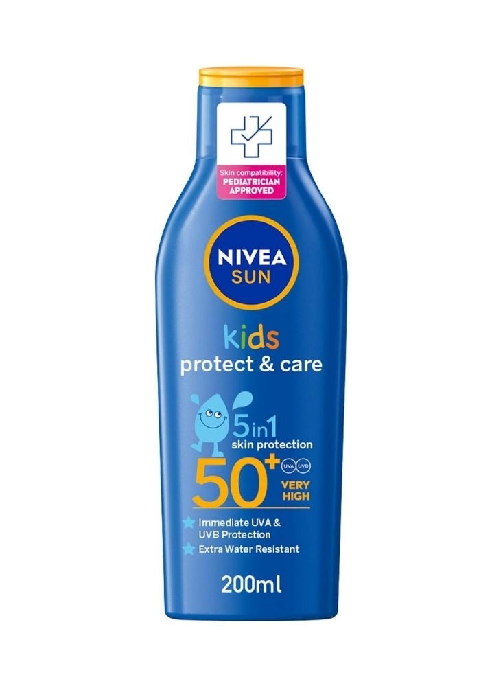 Nivea Sun Kids Protect & Care SPF 50+ Sunscreen Lotion 200ml – Very High UVA/UVB Protection - Image 1