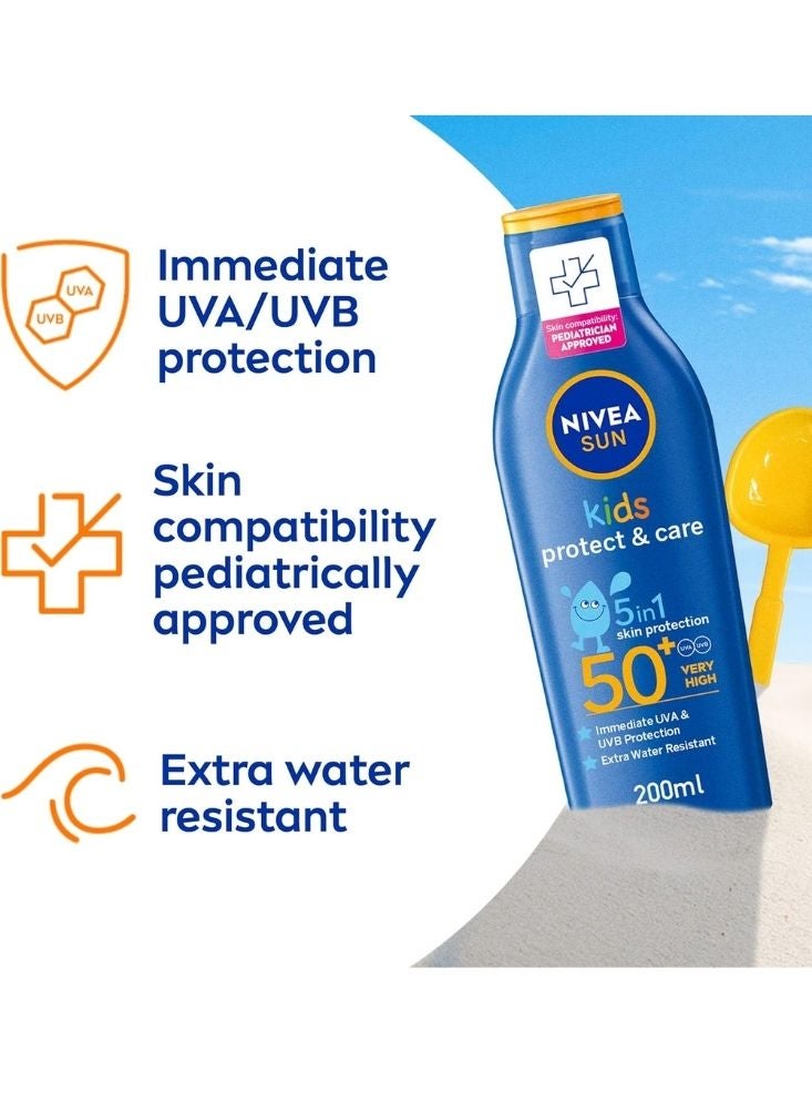 Nivea Sun Kids Protect & Care SPF 50+ Sunscreen Lotion 200ml – Very High UVA/UVB Protection - Image 3