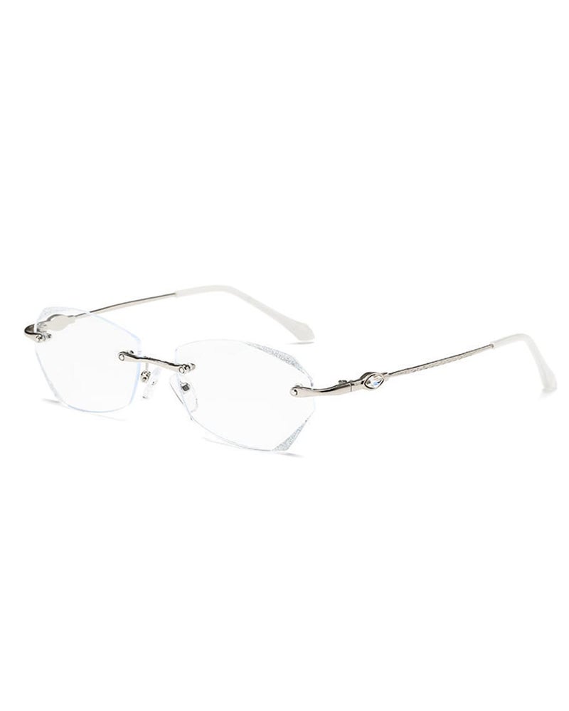 TERAISE Frameless Reading Glasses For Women With Blue Light Blocking,Fashion Diamond Cutting Rimless Eyeglasses - Image 1