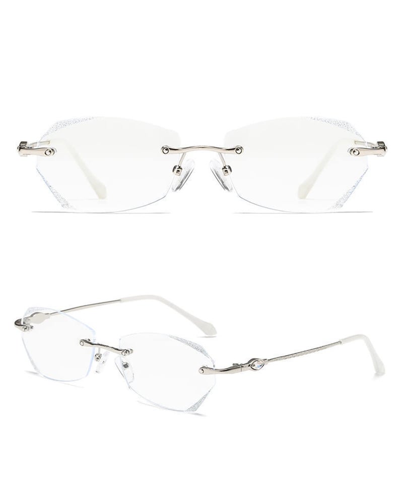 TERAISE Frameless Reading Glasses For Women With Blue Light Blocking,Fashion Diamond Cutting Rimless Eyeglasses - Image 3