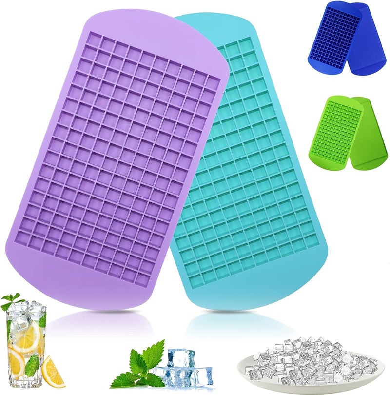 SUNBEET Silicone Mini Ice Cube Trays 160 Crushed Ice Cube Molds Easy Release Small Ice Cube for Cocktail Kitchen Gadgets Stackable Ice Trays Specialty Accessories Tool for Freezer Pack of 2 - Image 1