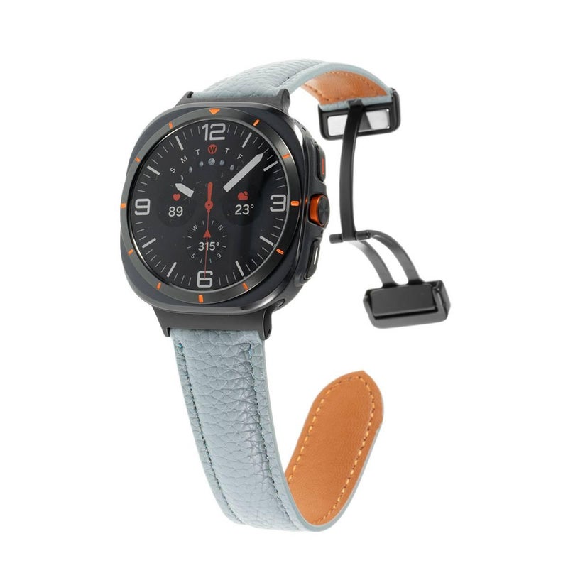 AD Blue Classic Leather Strap Smartwatch Band Compatible with Samsung Galaxy Watch Ultra with Adjustable Fit Replacement Strap for Daily Wear - Image 1