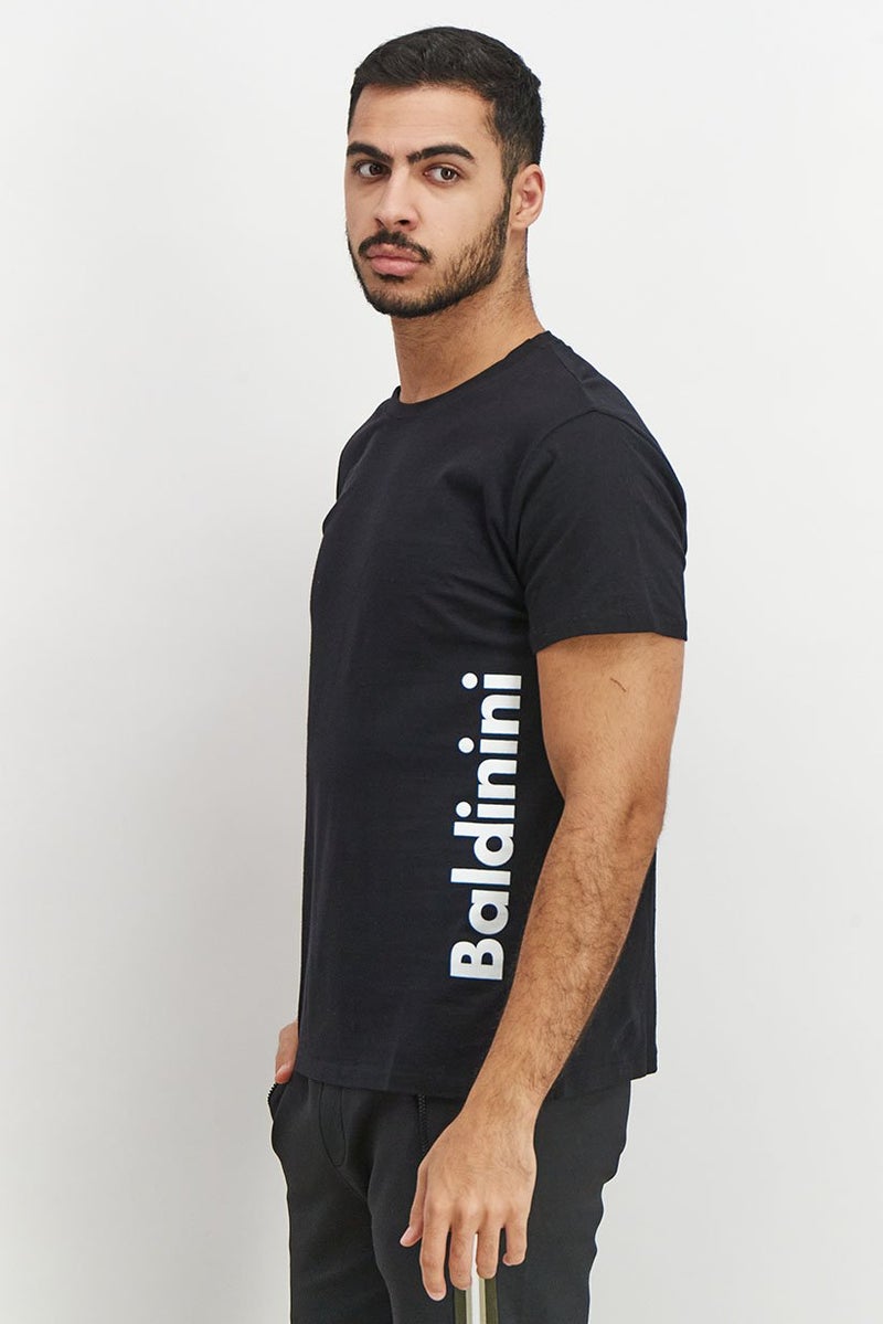 Baldinini Men Crew Neck Long Sleeve Brand Logo T-shirt, Black - Image 3