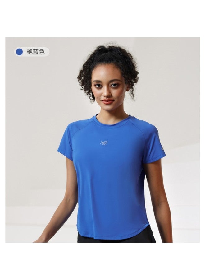 T-shirt Women's Summer Reflective Printed Quick-drying Top Breathable Mesh Crewneck Fitness Short-sleeved Running Jumper Sports Clothing