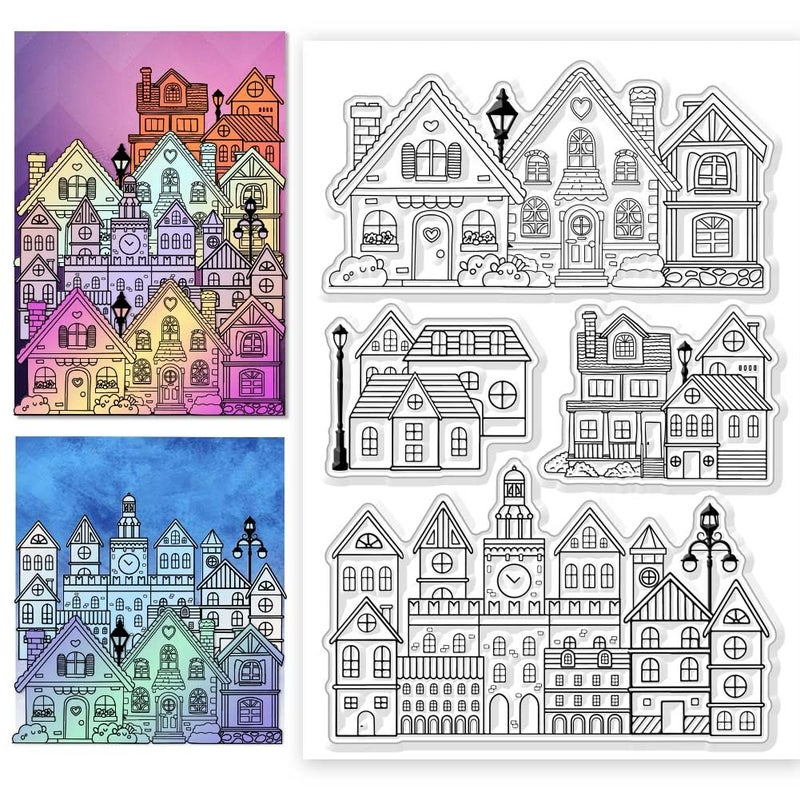 CHGCRAFT City Street Landscape Clear Stamps House Transparent Stamps Building Pattern Silicone Clear Stamp Seals for DIY Scrapbooking Photo Album Decoration 43x63inch - Image 3