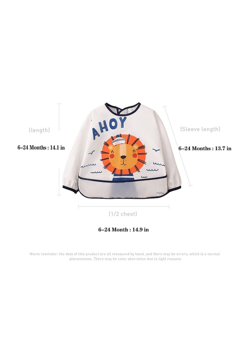 KASTWAVE طقم مريلة تغذية للأطفال مكون من 3 قطع بأكمام طويلة، مريلة تغذية مضادة للماء للجنسين، للأطفال الرضع والأطفال الصغار من عمر 6 إلى 24 شهرًا - Image 5