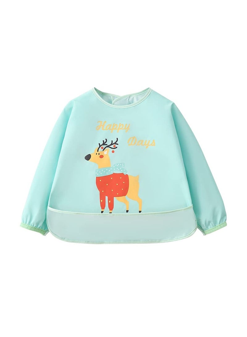 KASTWAVE طقم مريلة تغذية للأطفال مكون من 3 قطع بأكمام طويلة، مريلة تغذية مضادة للماء للجنسين، للأطفال الرضع والأطفال الصغار من عمر 6 إلى 24 شهرًا - Image 3