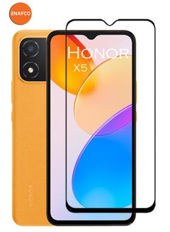 NAFCO For Honor X5 - Full Glue Tempered Glass Screen Protector - Advanced Border-Less Full Edge to Edge ,Shatterproof , High Responsiveness , Higher Transparency , Quick to Install ,Anti-scratch and Bubble-free Screen Protector - Black  - Image 1