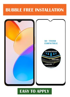 NAFCO For Honor X5 - Full Glue Tempered Glass Screen Protector - Advanced Border-Less Full Edge to Edge ,Shatterproof , High Responsiveness , Higher Transparency , Quick to Install ,Anti-scratch and Bubble-free Screen Protector - Black  - Image 4
