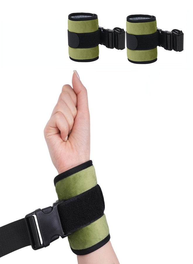 lefeke Patient Medical Restraints with Quick Release Buckles, Bed Restraints Belts for Wrists and Ankles, Limb Holder Movement Limited Ties for Hands and Legs (2Pcs-Velour) (Avocado Green) - Image 1