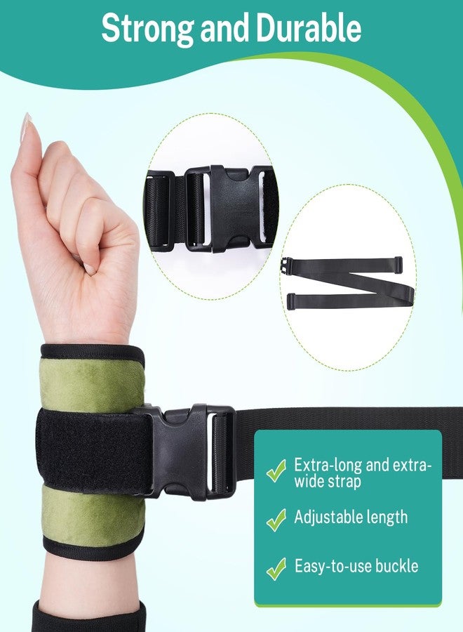 lefeke Patient Medical Restraints with Quick Release Buckles, Bed Restraints Belts for Wrists and Ankles, Limb Holder Movement Limited Ties for Hands and Legs (2Pcs-Velour) (Avocado Green) - Image 3