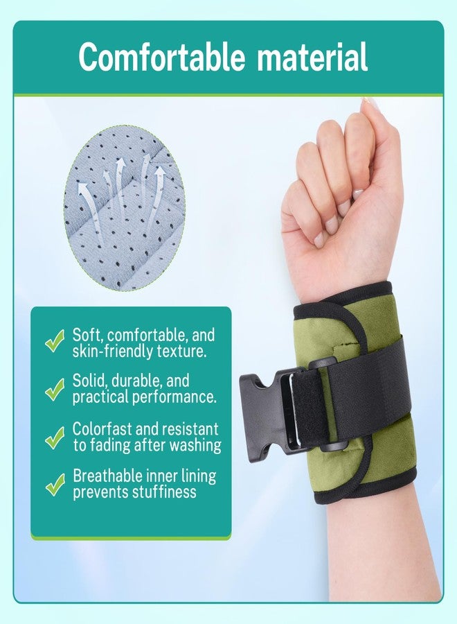lefeke Patient Medical Restraints with Quick Release Buckles, Bed Restraints Belts for Wrists and Ankles, Limb Holder Movement Limited Ties for Hands and Legs (2Pcs-Velour) (Avocado Green) - Image 2
