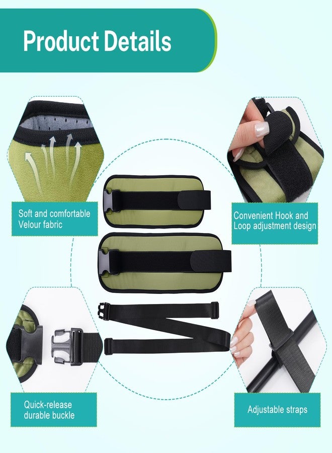 lefeke Patient Medical Restraints with Quick Release Buckles, Bed Restraints Belts for Wrists and Ankles, Limb Holder Movement Limited Ties for Hands and Legs (2Pcs-Velour) (Avocado Green) - Image 4