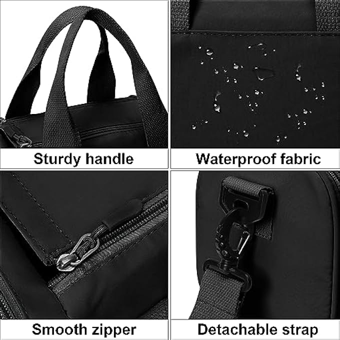 PINK Mini Small Crossbody Bag Gym Bag for Women Men Cute Small Duffle Bag Aesthetic Sports Handbag Waterproof Gym Tote Bag Portable Fitness Shoulder Bag for Sports Travel Black1 - Image 2