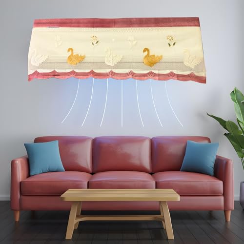 Da Anushi Cotton Net Split AC Cover Indoor Unit for 1.5 Ton Capacity AC, Premium Work Indoor AC Dust Protection Cover Designer Summer Ac Cover for 1.5 Ton Ac (38 X 15.35 X 7.8 inch, Peach) - Image 1