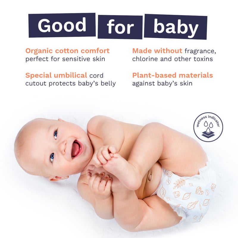 Pura Hypoallergenic Diapers, Size 2 (7-13 lbs) Totally Chlorine Free, Wetness Indicator, Suitable for Sensitive Skin, Soft Organic Cotton, Overnight, 3 Packs of 29 (87 Baby Diapers) - Image 3