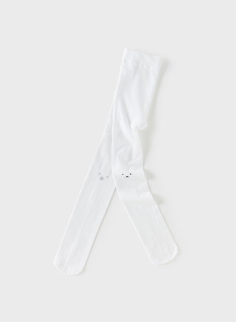 Dave & Bella Sheer White Tights with Bunny Face - Image 3