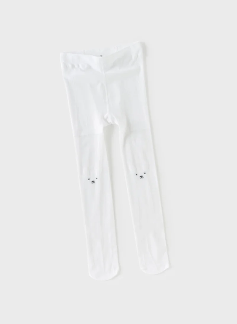 Dave & Bella Sheer White Tights with Bunny Face