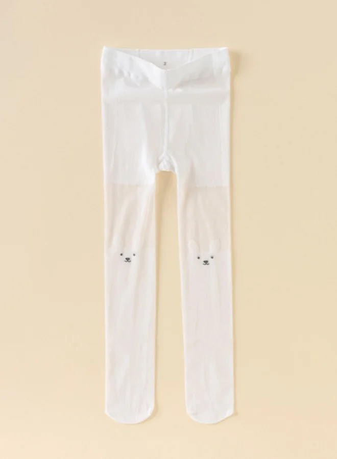 Dave & Bella Sheer White Tights with Bunny Face