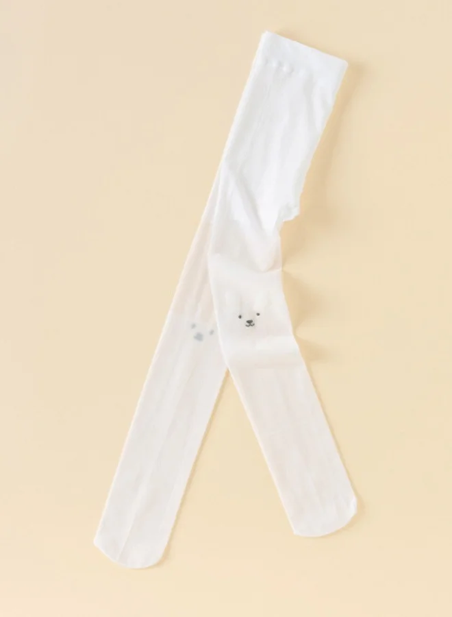 Dave & Bella Sheer White Tights with Bunny Face