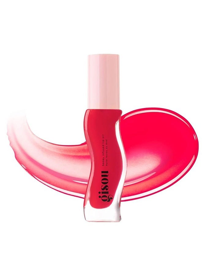 جيسو زيت الشفاه المنقوع بالعسل بنكهة سوردية الفراولة - وردي أحمر شفاف، علاج مرطب ومغذي للشفاه (0.27 أونصة / 8 مل) ... - Image 1