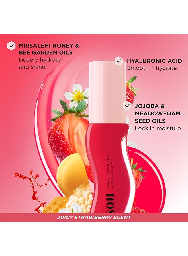 جيسو زيت الشفاه المنقوع بالعسل بنكهة سوردية الفراولة - وردي أحمر شفاف، علاج مرطب ومغذي للشفاه (0.27 أونصة / 8 مل) ... - Image 3