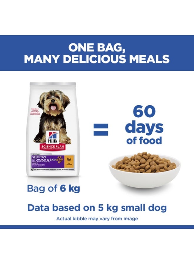 Hills Hill’s Science Plan Sensitive Stomach & Skin Small & Mini Adult Dog Food 1.5kg – Chicken Formula for Digestive Health & Healthy Skin - Image 4