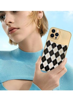 iPhone 12 Pro Max Luxury Gold Plated Case Hybrid Electroplated Frame Back Cover with Carbon Fiber Texture Rhombus Pattern White/Black - pzsku/Z3FCCEB513F38AA90B76EZ/45/_/1656418183/57f95202-8d3f-43c2-ab73-3859bb0bd2ed