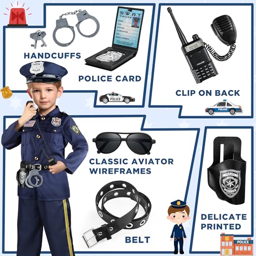 Joycover Police Officer Costume for Kids, Cop Costume Outfit Set with Toy Accessories, Halloween Costumes for Boys - Image 4
