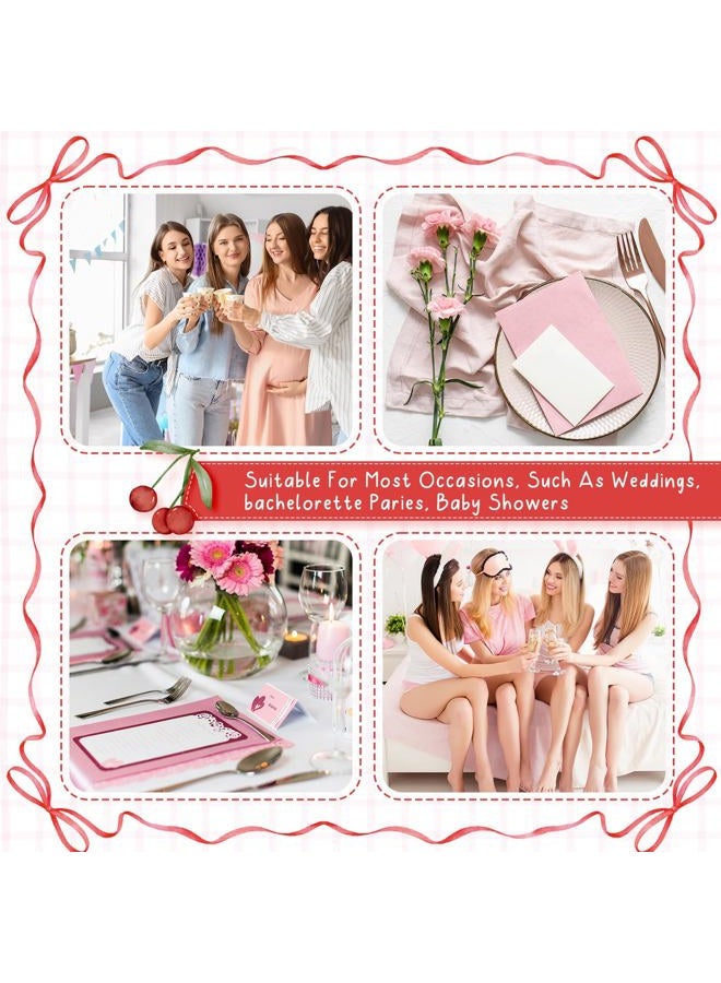 Engrowtic 30 Set Coquette Pink Bow Party Favors Sweet Cherry Ballpoint Pens with Thank You Cards Coquete Pink Ribbon Bows Retractable Pens for Baby Shower Birthday Office School Teacher Supplies - Image 5