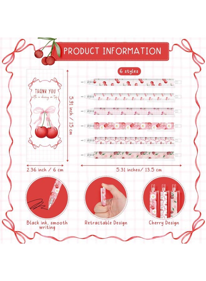 Engrowtic 30 Set Coquette Pink Bow Party Favors Sweet Cherry Ballpoint Pens with Thank You Cards Coquete Pink Ribbon Bows Retractable Pens for Baby Shower Birthday Office School Teacher Supplies - Image 2
