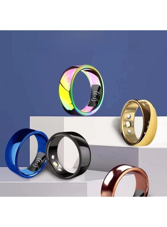 حلقة غراء ذكية تعمل بالبلوتوث ومقياس التأكسج ومعدل ضربات القلب ومراقبة النوم والرياضة والشحن اللاسلكي الصحي - اللون: ذهبي 12 # - Image 2