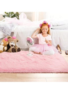 MarlaMall Modern Soft Fluffy Long Rug Tie-Dye Rug for Bedroom, Living Room and Children's Room - Pink  - Image 1