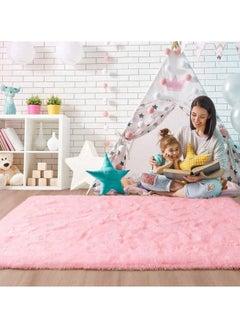 MarlaMall Modern Soft Fluffy Long Rug Tie-Dye Rug for Bedroom, Living Room and Children's Room - Pink  - Image 3
