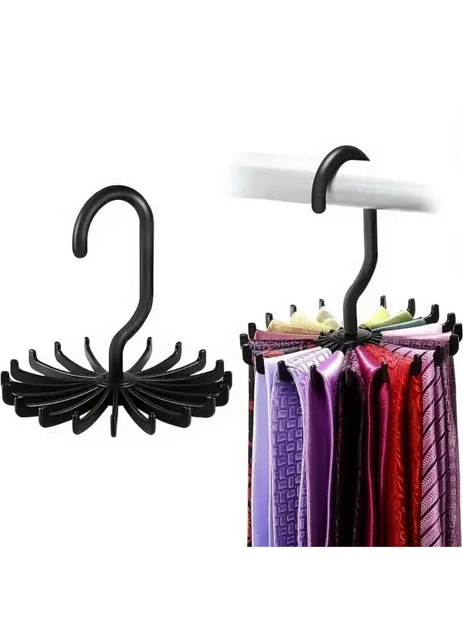 1pc Rotating Zip Tie Organizer Hanger White Multi Purpose Plastic Storage Rack For Scarves Belts And Accessories Wall Mounted Hook System For Coats Hats Accessory Organization Modern Wall Hanger Durable Plastic - Image 1