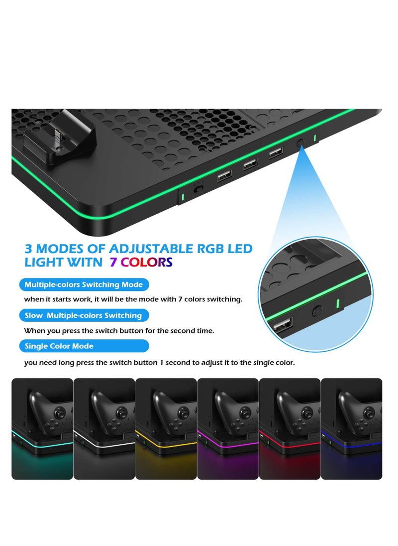SYOSI - Cooling Stand Compatible with Xbox Series S, Dual Purpose Cooling Fan with 2 X 1100 mAh Handle Rechargeable Battery Station & 3 USB Ports, Dual Controller Cooler System Dock for Xbox Series X/S - Image 1