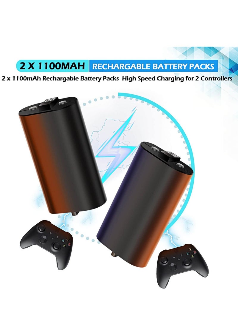 SYOSI - Cooling Stand Compatible with Xbox Series S, Dual Purpose Cooling Fan with 2 X 1100 mAh Handle Rechargeable Battery Station & 3 USB Ports, Dual Controller Cooler System Dock for Xbox Series X/S - Image 1